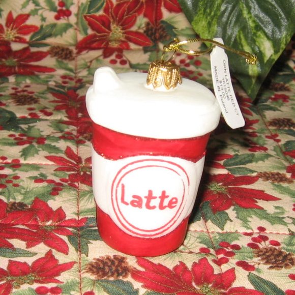 Sur La Table Red Latte Coffee Cup Christmas Ornament 2015 NWT - Picture 5 of 5